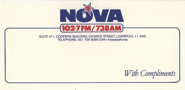 RADIO NOVA - DUBLIN - LIVERPOOL OFFICE MATERIAL